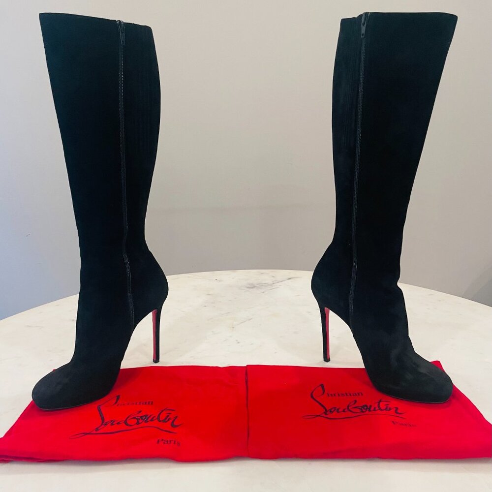 Black Suede Christian Louboutin Botalili 120 Knee-High Boots